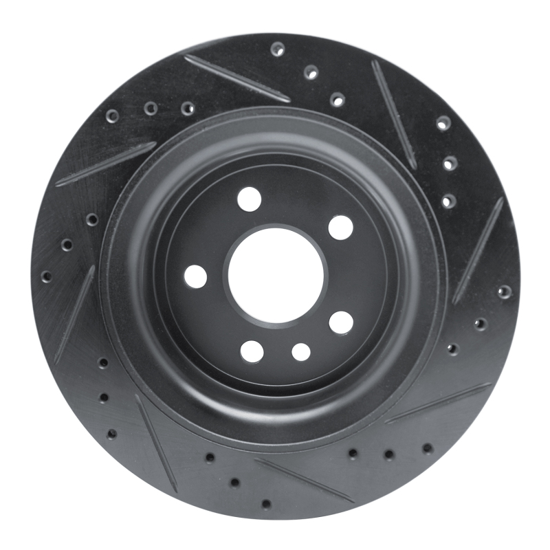Volvo XC60 Brake Rotor (1) - Rear Left - R1 Concepts - Drilled & Slotted - Black - `10-`17